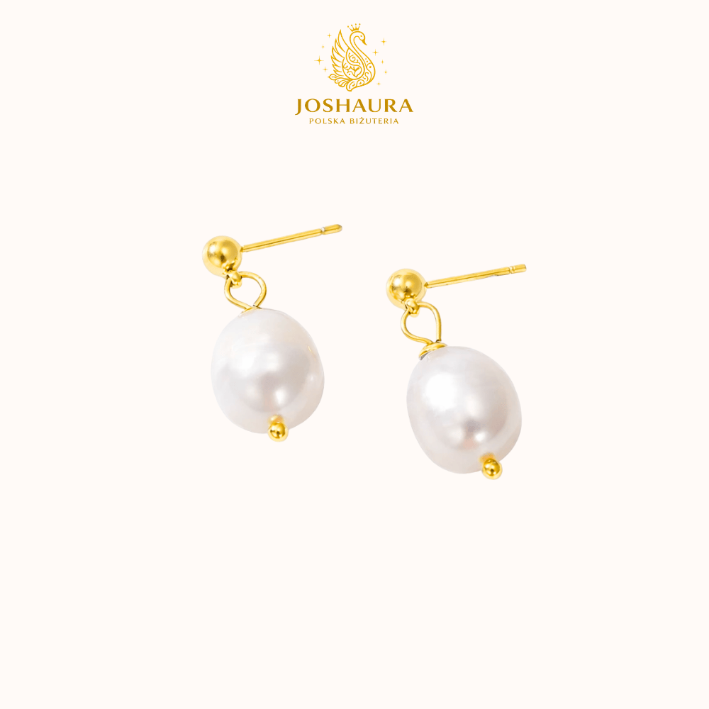 Minimalistyczne kolczyki wiszące z perłą ze stali nierdzewnej z barokowym akcentem Joshaura