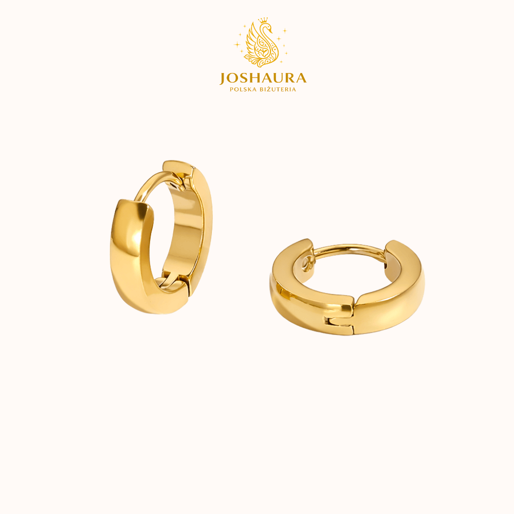 Kolczyki typu huggie Soleil z 18-karatowego złota PVD na stali nierdzewnej, wodoodporne i hipoalergiczne, w klasycznym stylu kółek